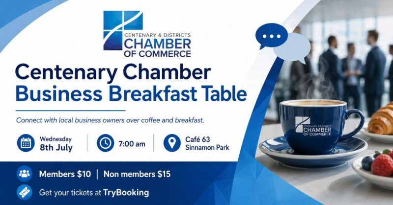 Centenary and Districts Chamber of Commerce - Sinnamon Park - Western Suburbs - Brisbane Networking Breakfast